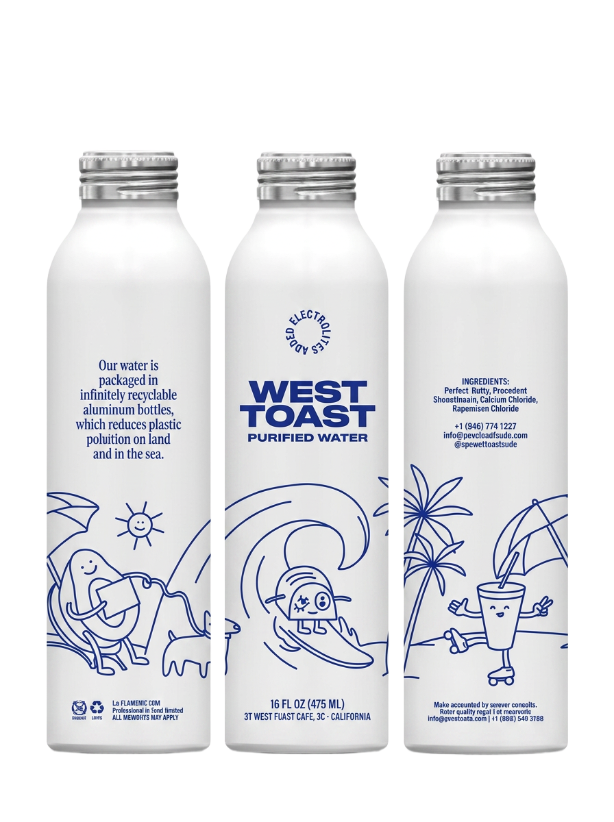 Real direct-printed West Toast aluminum water bottles